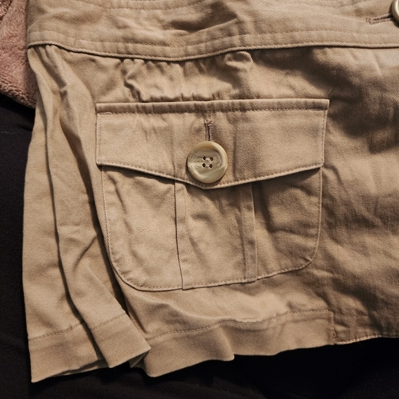 Christopher & Banks Tan Khaki Jacket Women's Medium M Mock Neck Big Buttons EUC - Picture 5 of 8